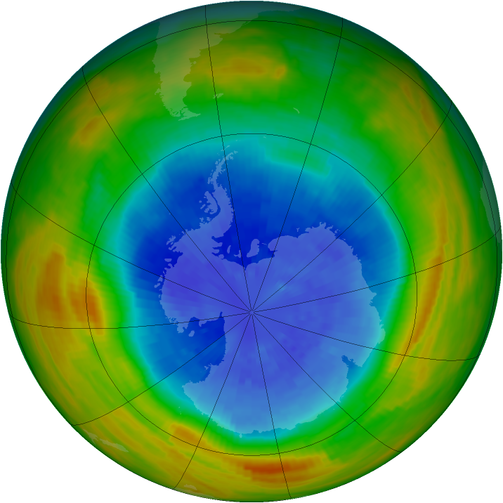 Antarctic ozone map for 21 September 1984